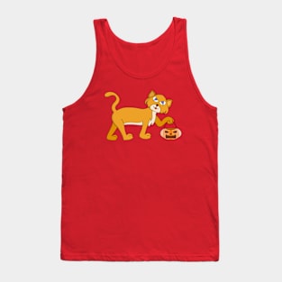 Yellow Pumpkin Cat Tank Top